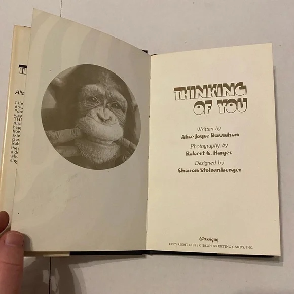 Thinking Of You Gift Book Alice Joyce Davidson 1975 Gibson Greeting Cards Monkey - Picture 5 of 10